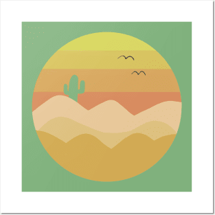 Desert sunset Posters and Art